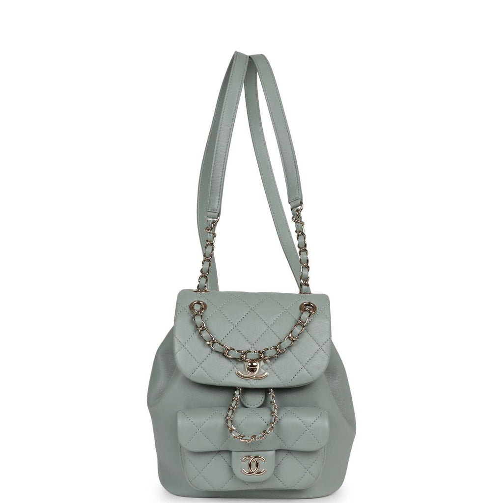 Chanel Small Duma Backpack Light Blue Lambskin Light Gold Hardware