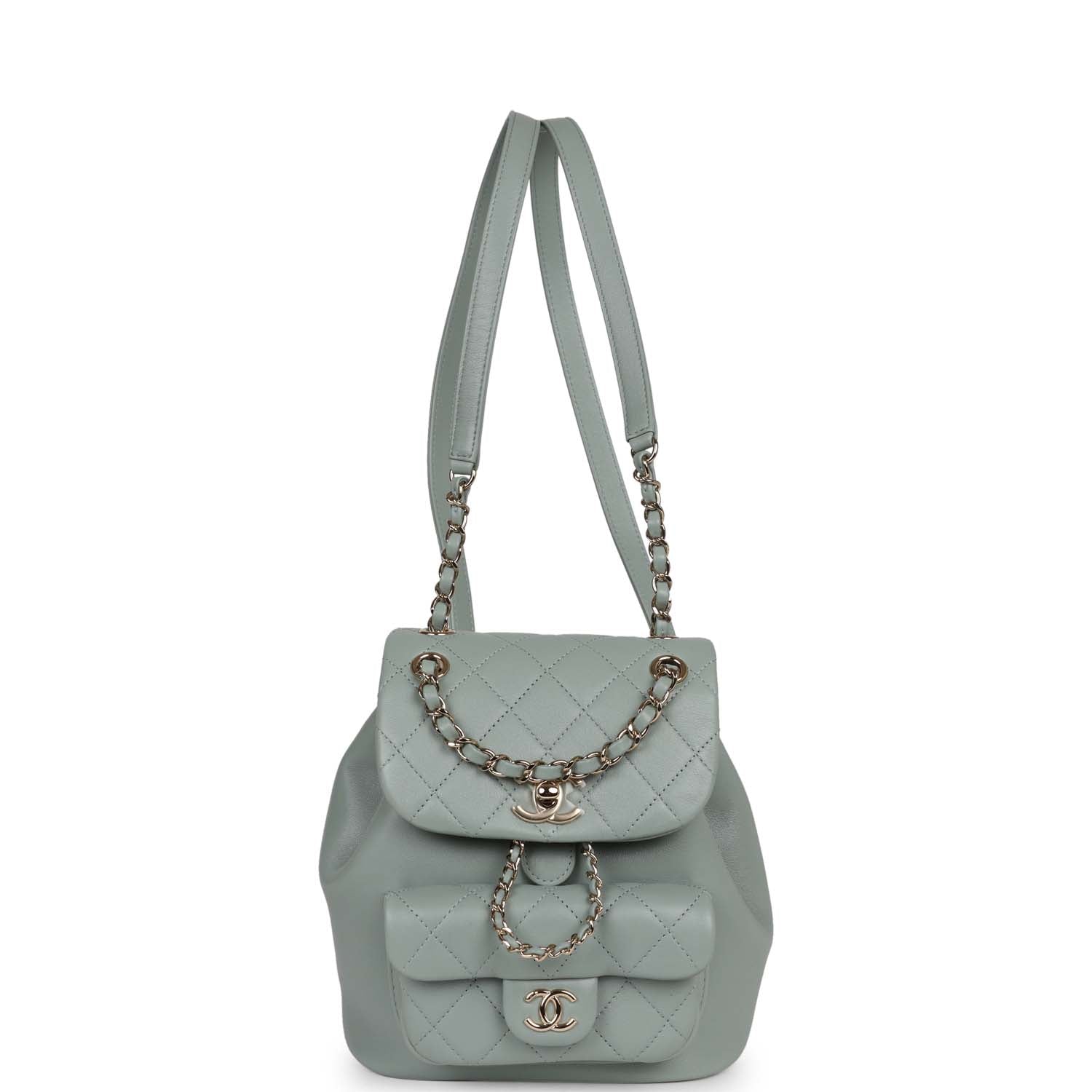 Chanel Small Duma Backpack Light Blue Lambskin Light Gold Hardware