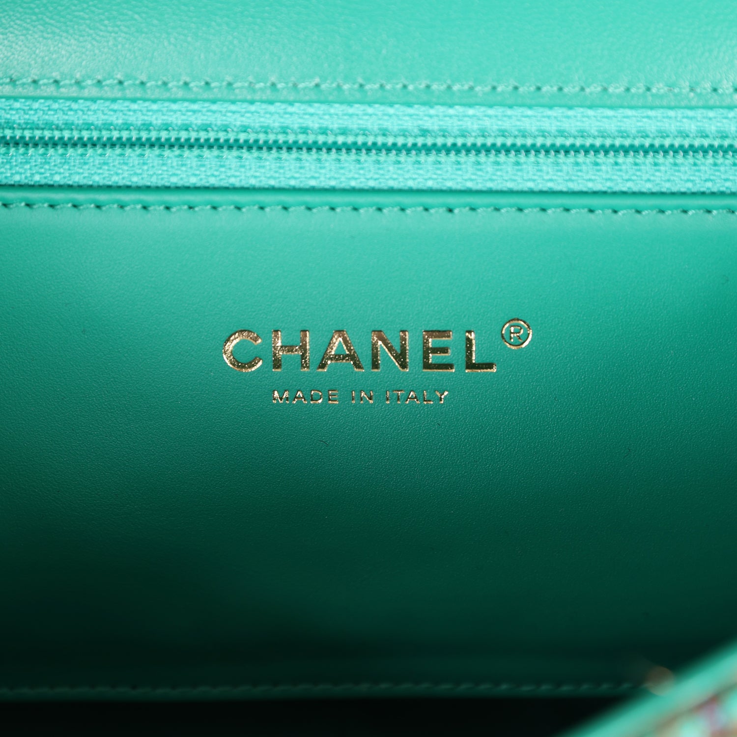 Chanel Large Double Flap Bag with Cut Out Handle and Multi Chain Green Tweed Gold Hardware