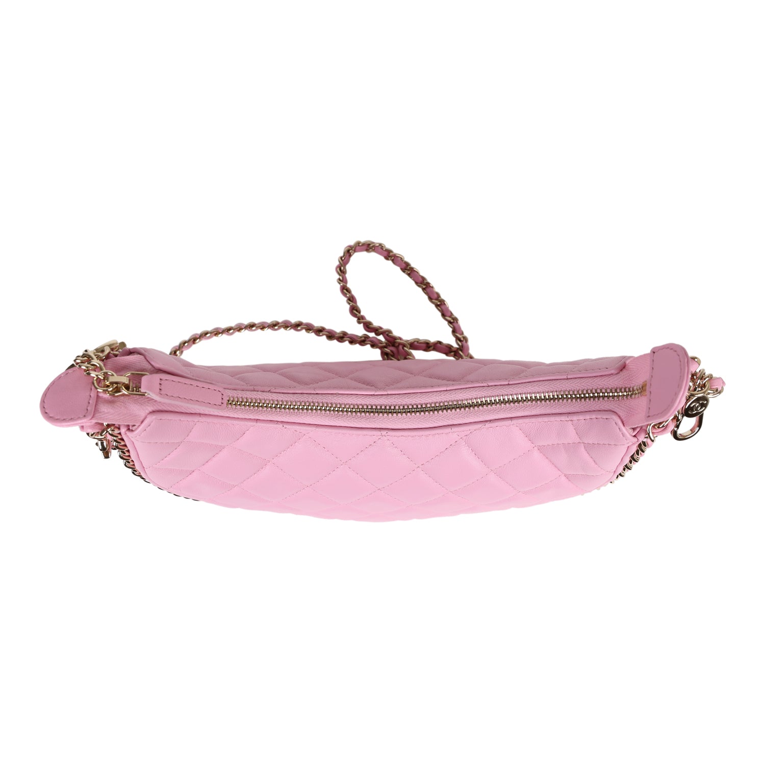 Chanel Small Chain Around Hobo Pink Lambskin Gold Hardware