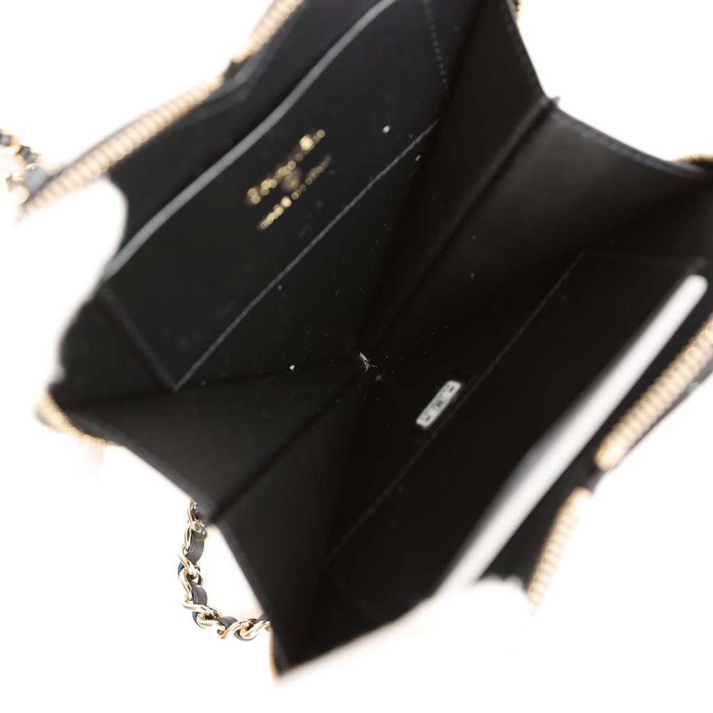 Chanel Hearts Chain Clutch Black and White Patent Calfskin Gold Hardware