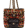 Chanel Small Drawstring Backpack Multicolored Tweed Antique Gold Hardware