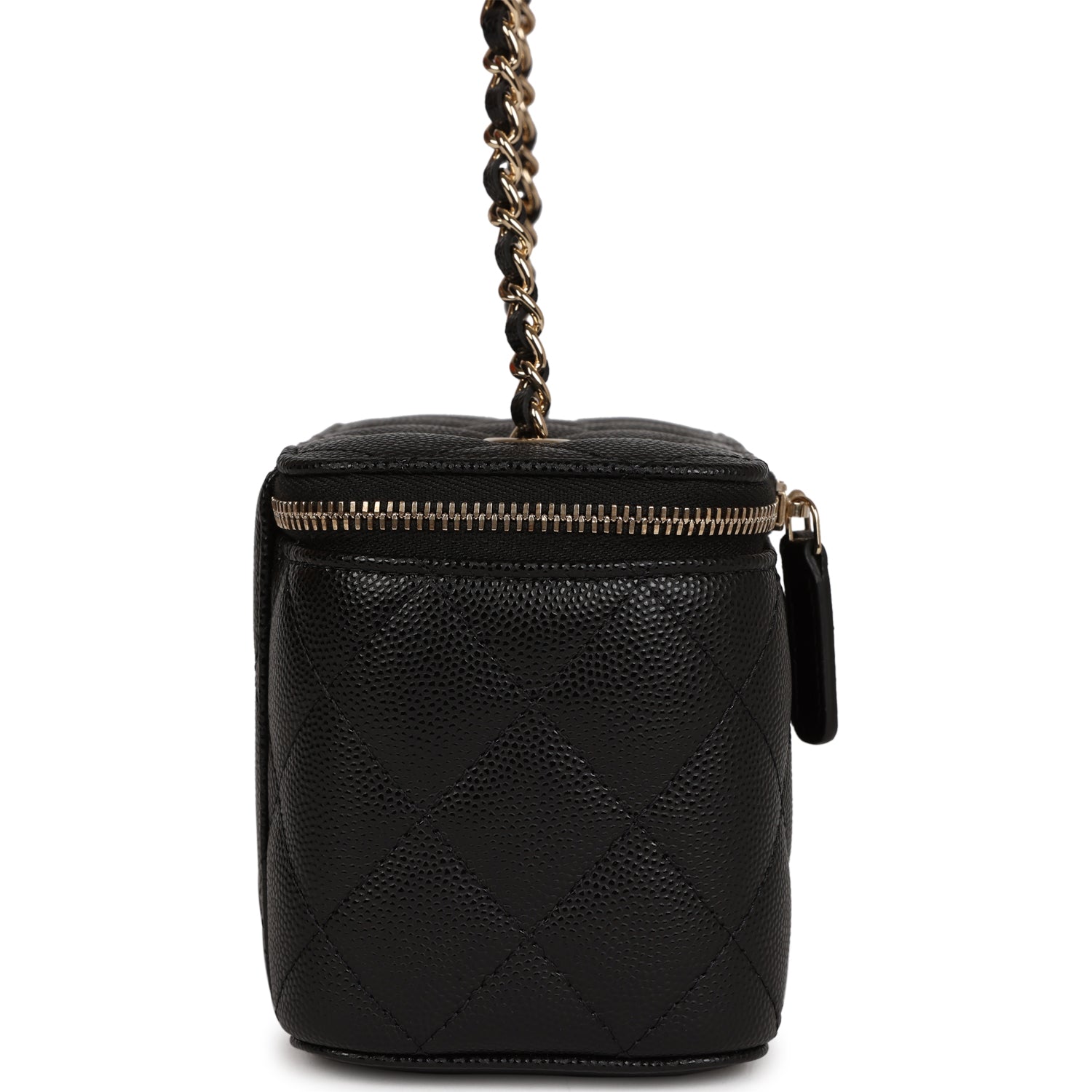 Chanel Small Classic Vanity Case Black Caviar Light Gold Hardware