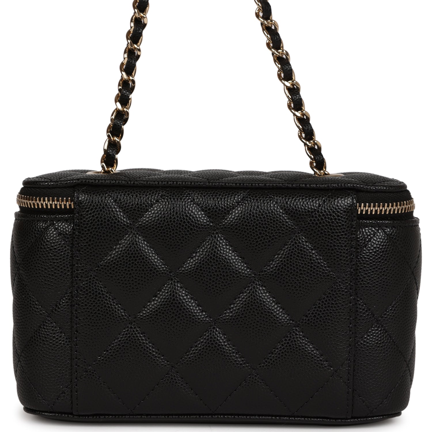 Chanel Small Classic Vanity Case Black Caviar Light Gold Hardware