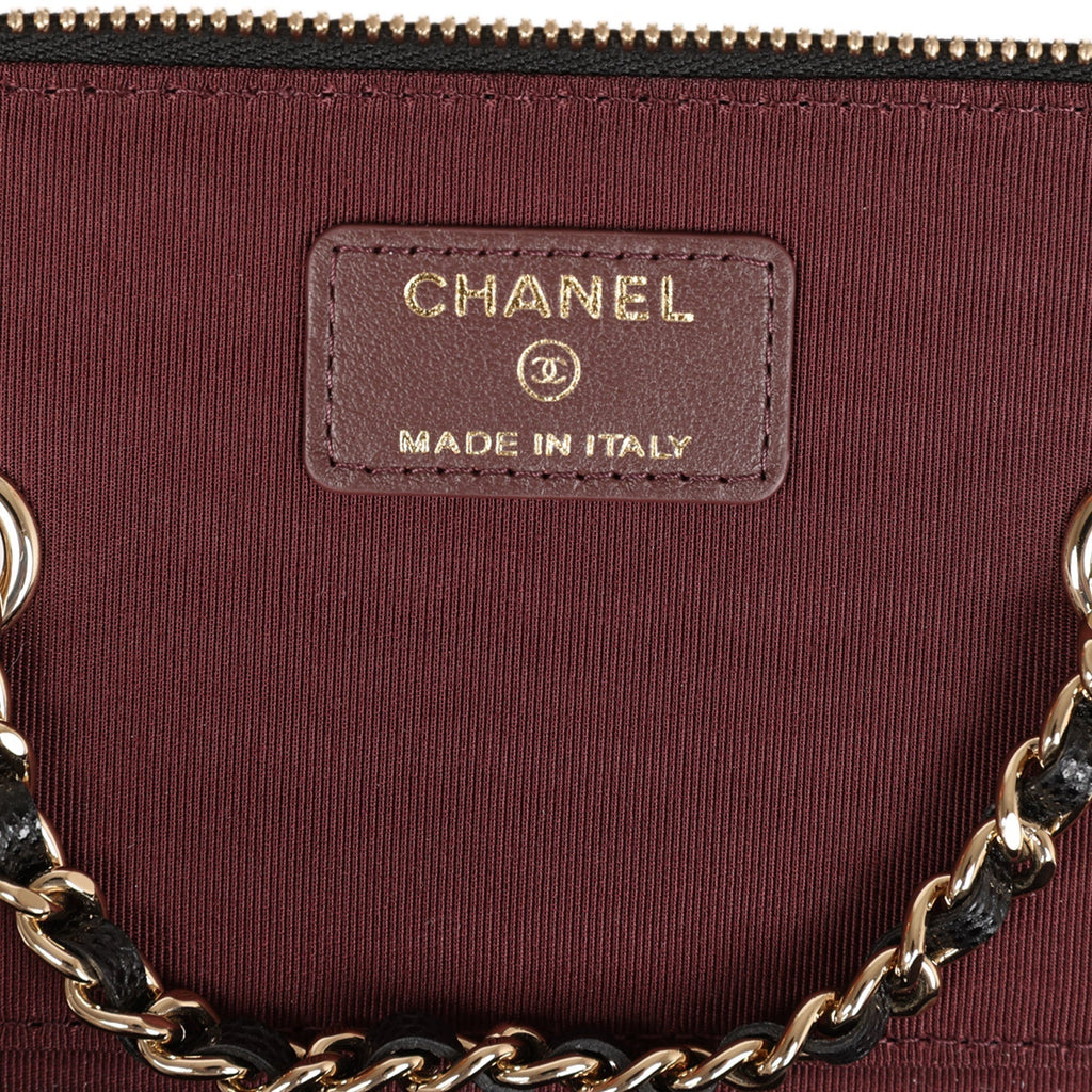 Chanel Small Classic Vanity Case Black Caviar Light Gold Hardware