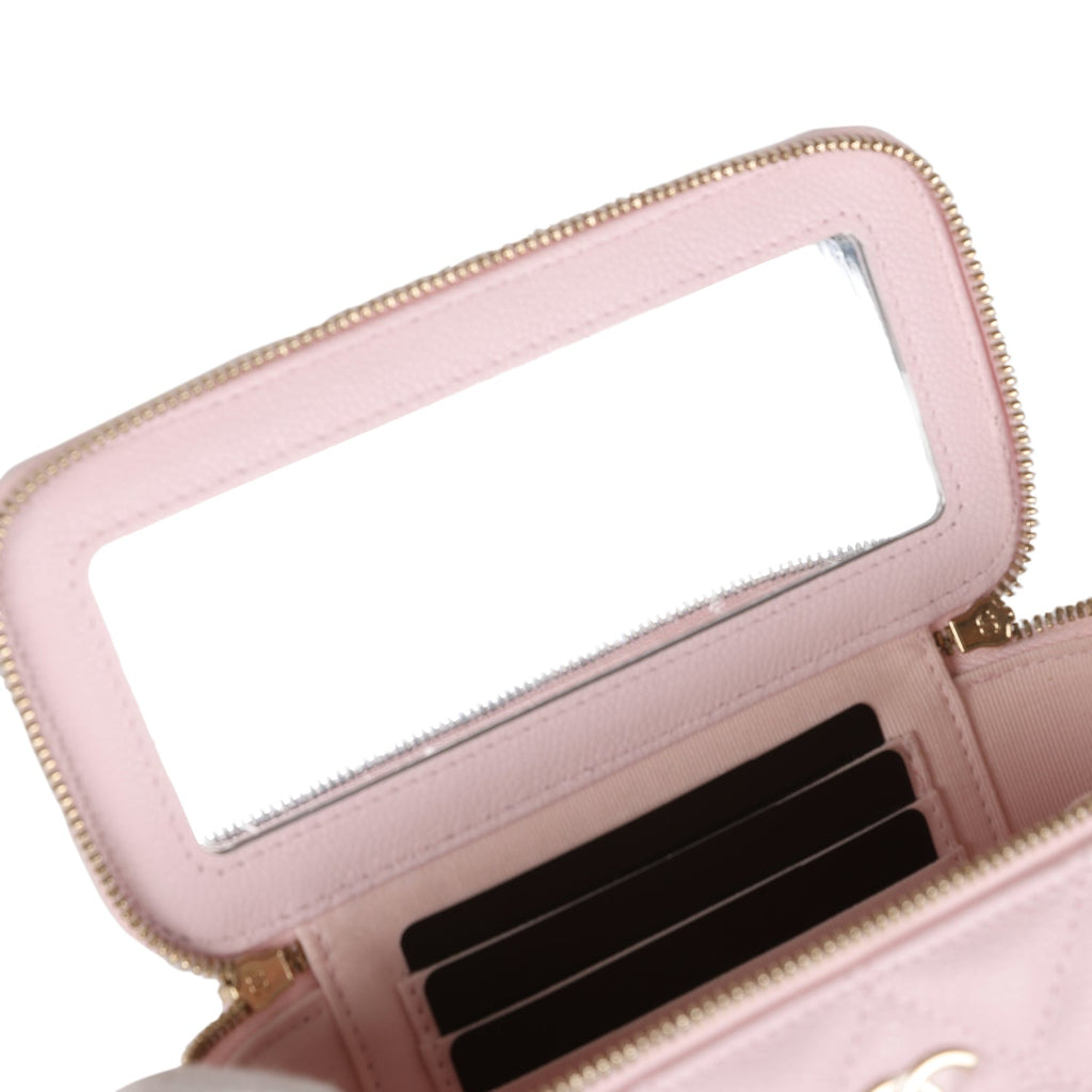 Chanel Small Vanity Case Light Pink Caviar Light Gold Hardware
