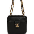 Chanel Mini Vanity Case Chain Clutch Black Lambskin Gold Hardware
