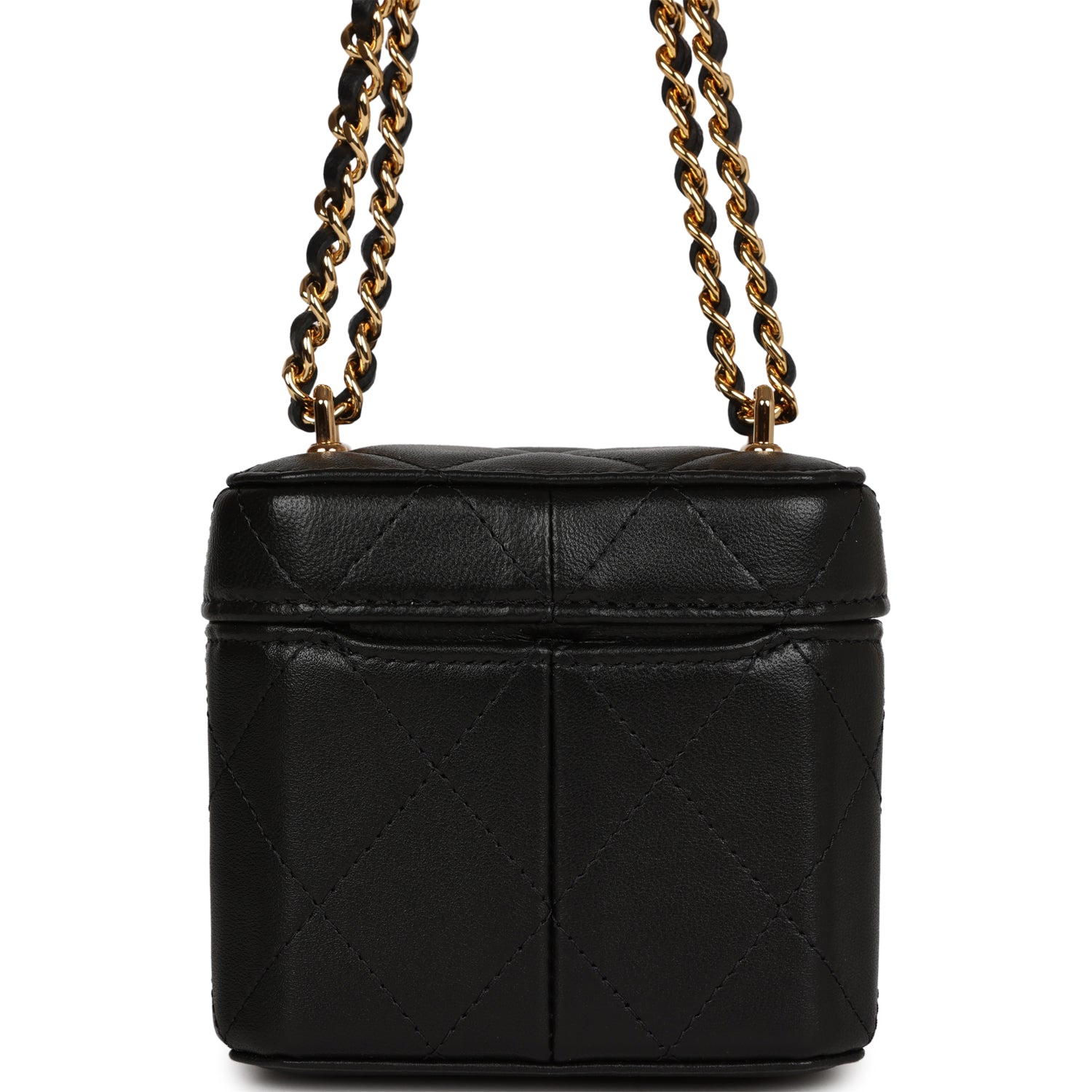 Chanel Mini Vanity Case Chain Clutch Black Lambskin Gold Hardware