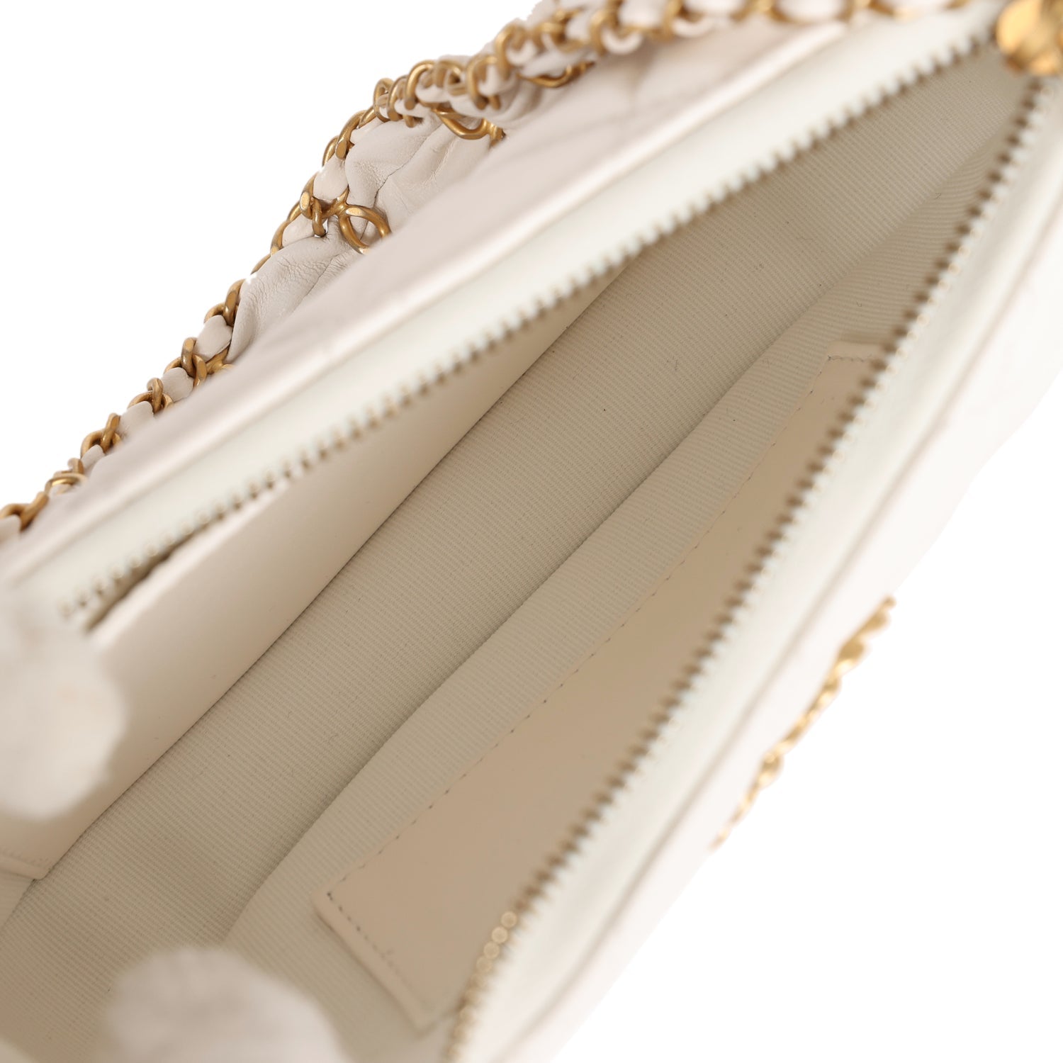 Chanel 19 Hobo Bag White Aged Calfskin Brushed Gold Hardware