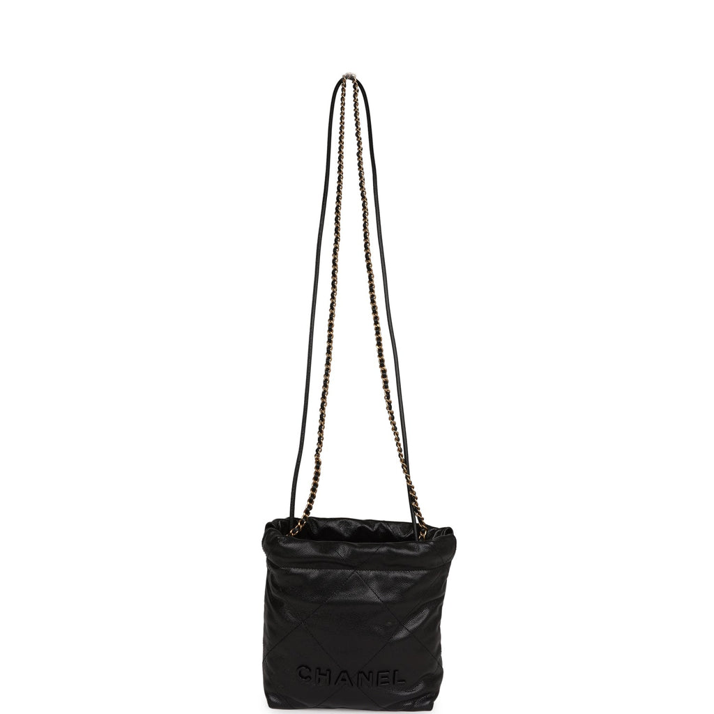 Chanel Mini 22 Bag Black Caviar Gold Hardware
