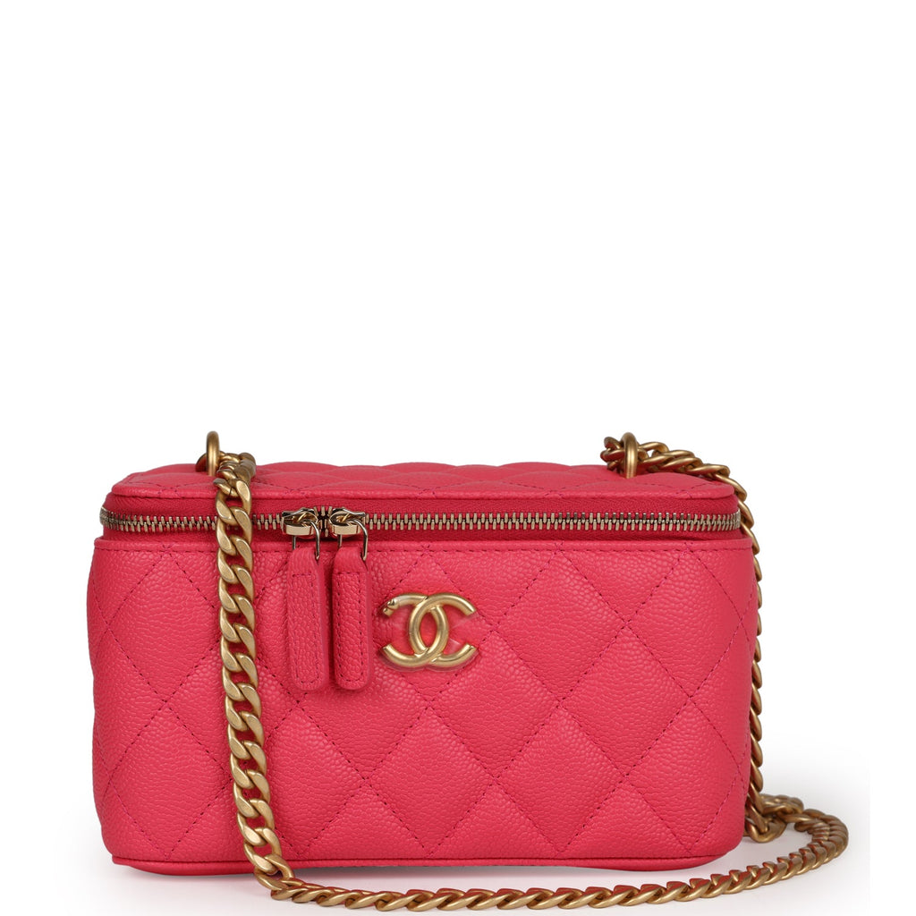 Chanel Mini Vanity Case Hot Pink Caviar Brushed Gold Hardware
