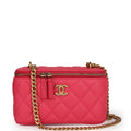 Chanel Mini Vanity Case Hot Pink Caviar Brushed Gold Hardware