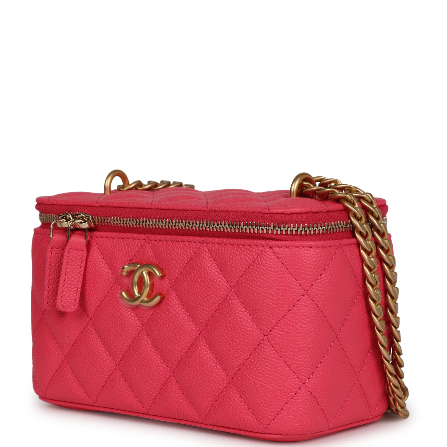 Chanel Mini Vanity Case Hot Pink Caviar Brushed Gold Hardware
