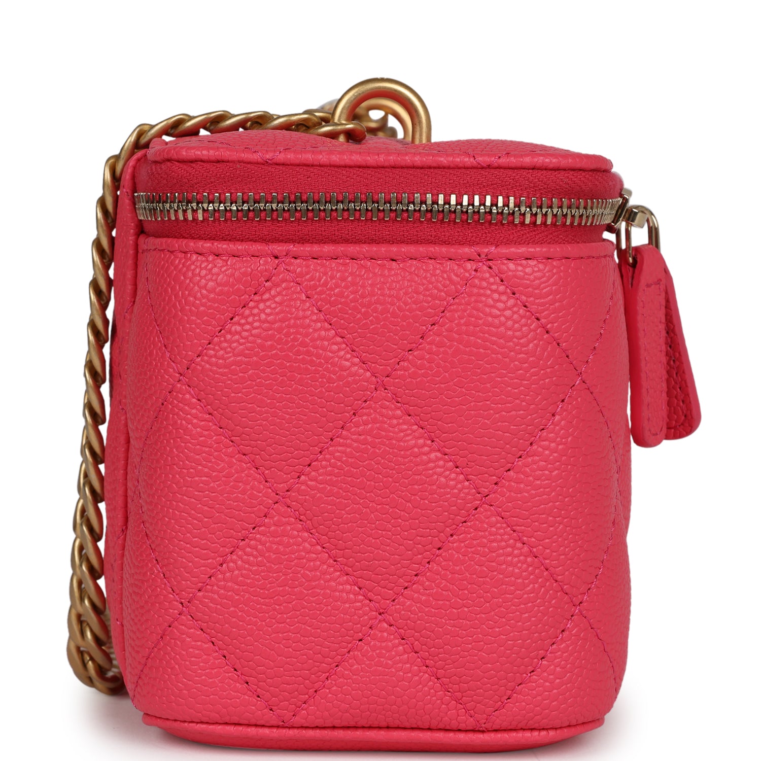 Chanel Mini Vanity Case Hot Pink Caviar Brushed Gold Hardware