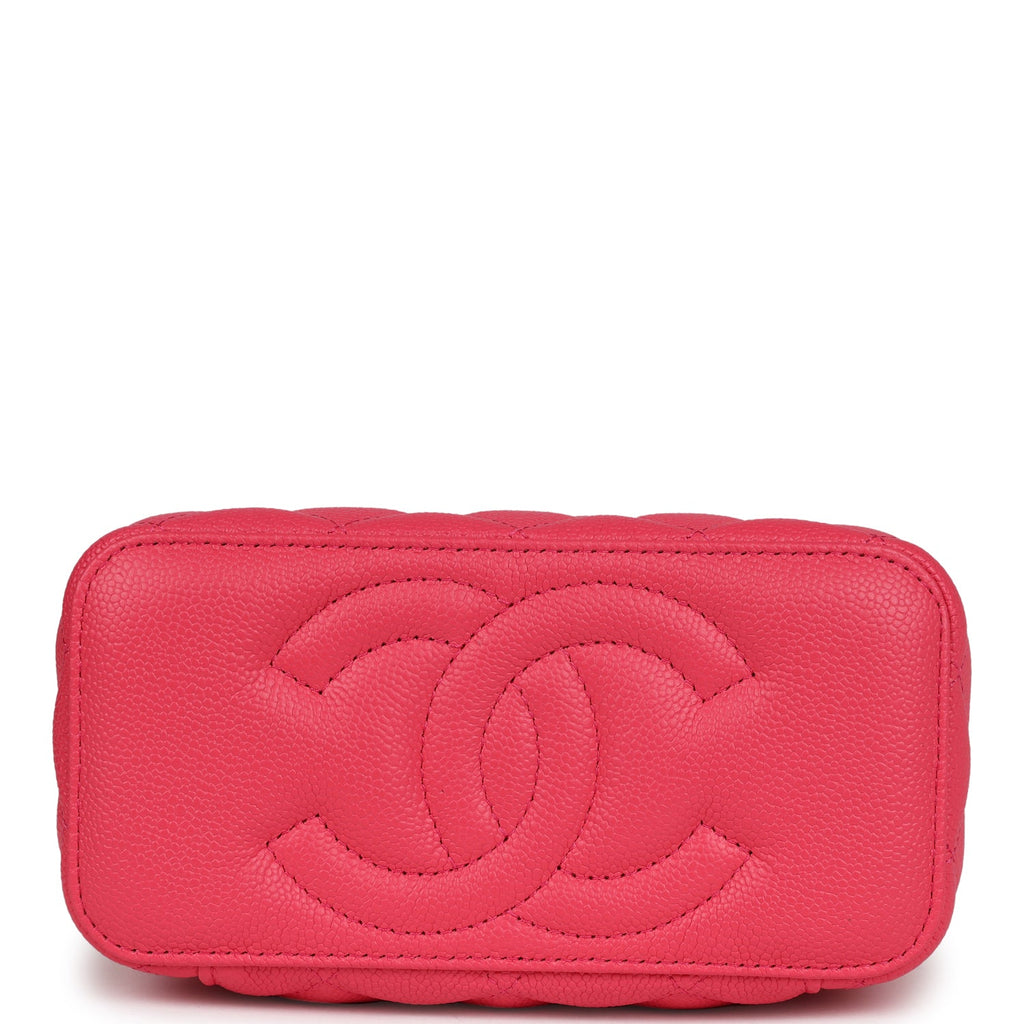 Chanel Mini Vanity Case Hot Pink Caviar Brushed Gold Hardware