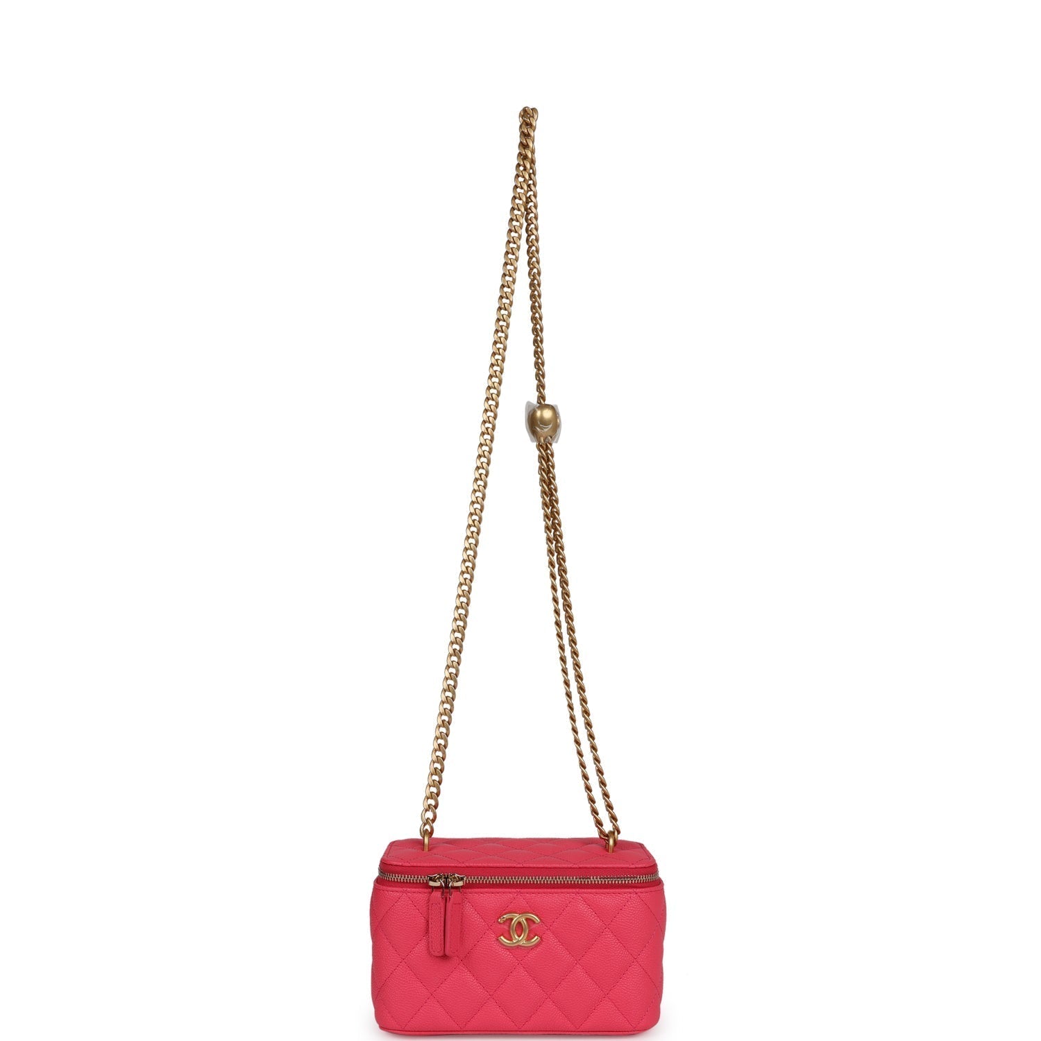 Chanel Mini Vanity Case Hot Pink Caviar Brushed Gold Hardware
