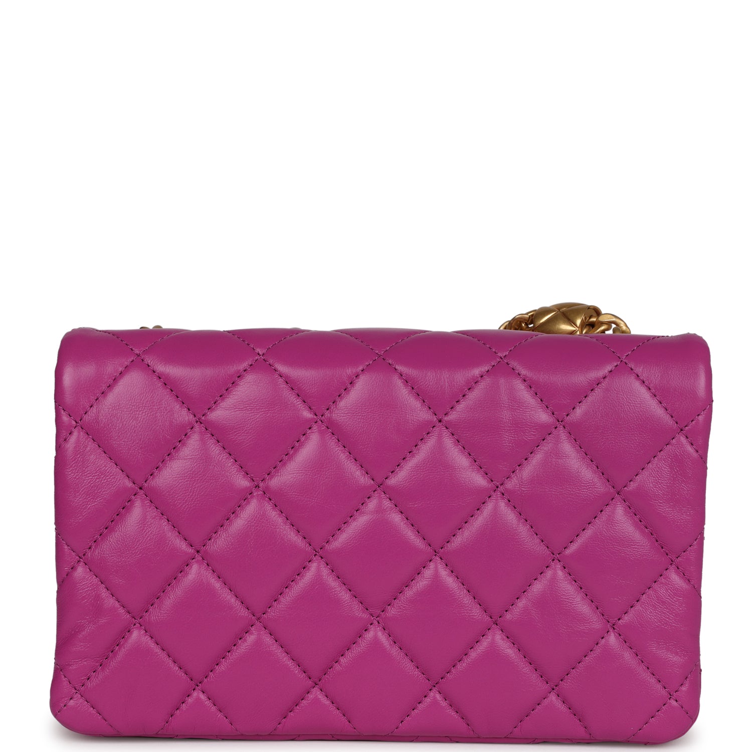 Chanel Small Flap Bag Purple Shiny Aged Calfskin Brushed Gold Hardware