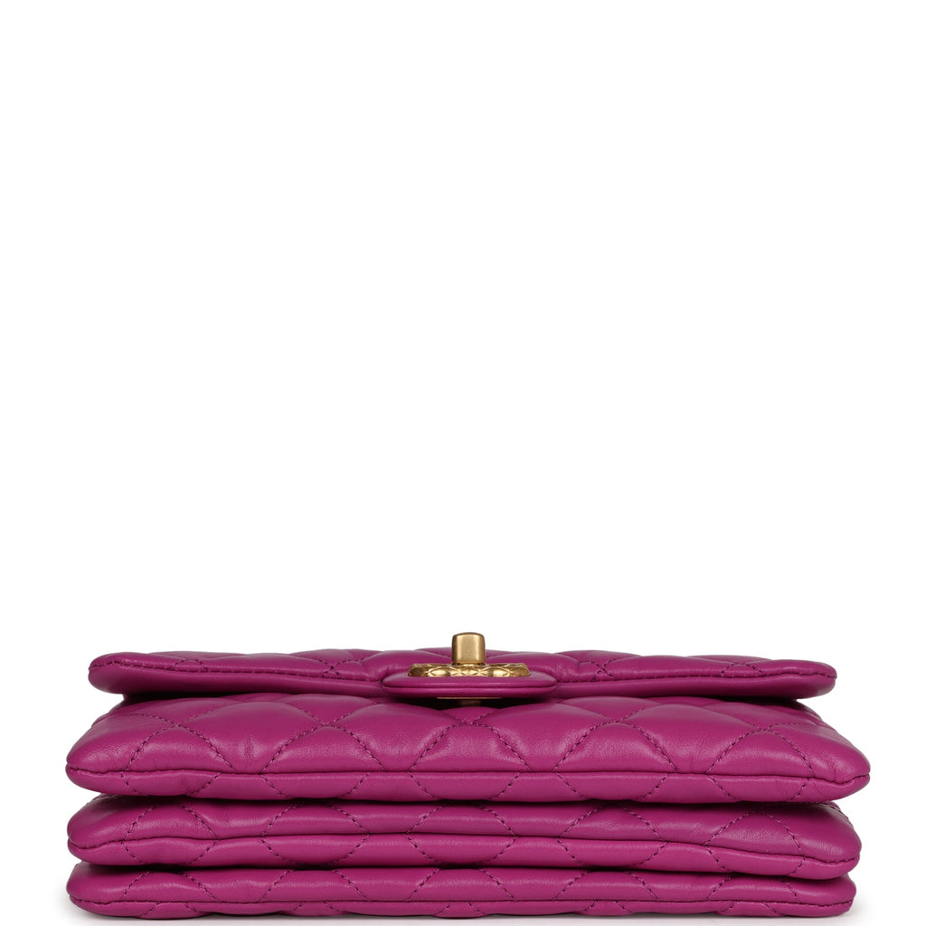 Chanel Small Flap Bag Purple Shiny Aged Calfskin Brushed Gold Hardware