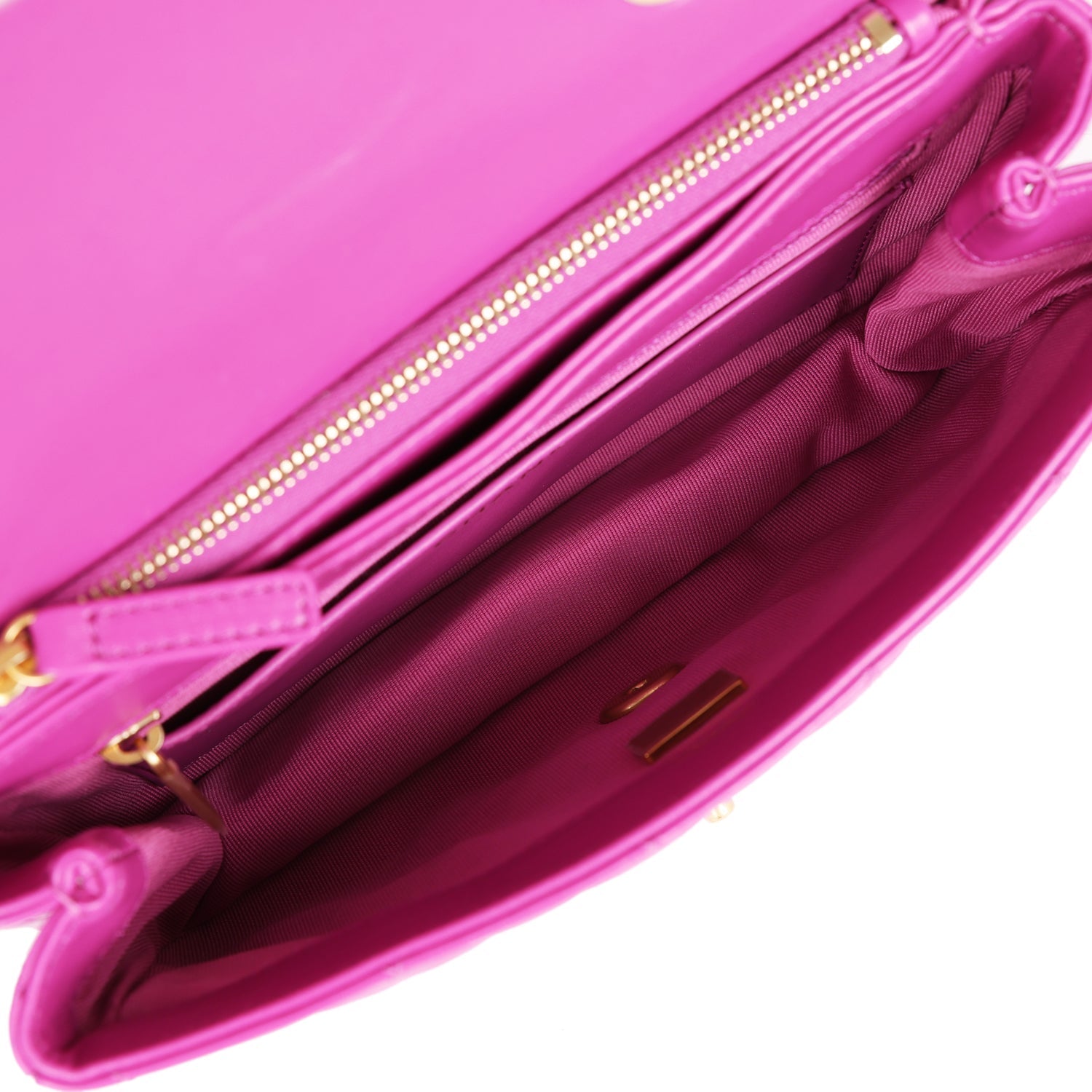Chanel Small Flap Bag Purple Shiny Aged Calfskin Brushed Gold Hardware