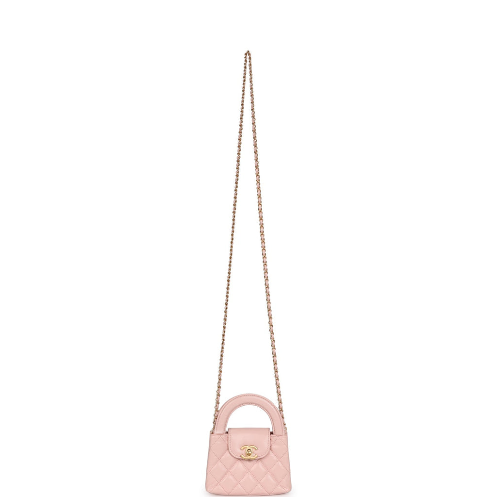 Chanel Nano Kelly Shopper Light Pink Shiny Aged Calfskin Brushed Gold Hardware