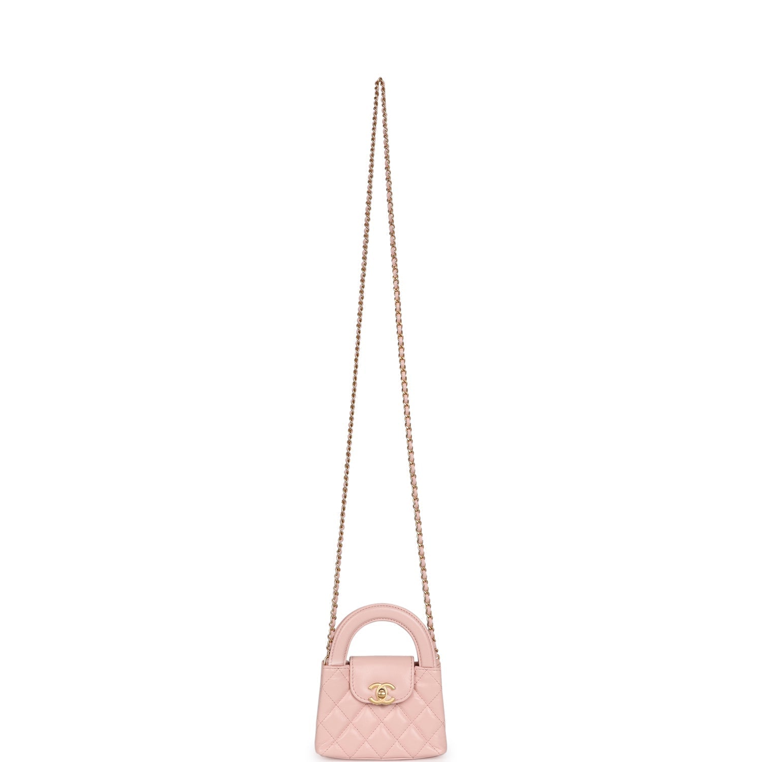 Chanel Nano Kelly Shopper Light Pink Shiny Aged Calfskin Brushed Gold Hardware