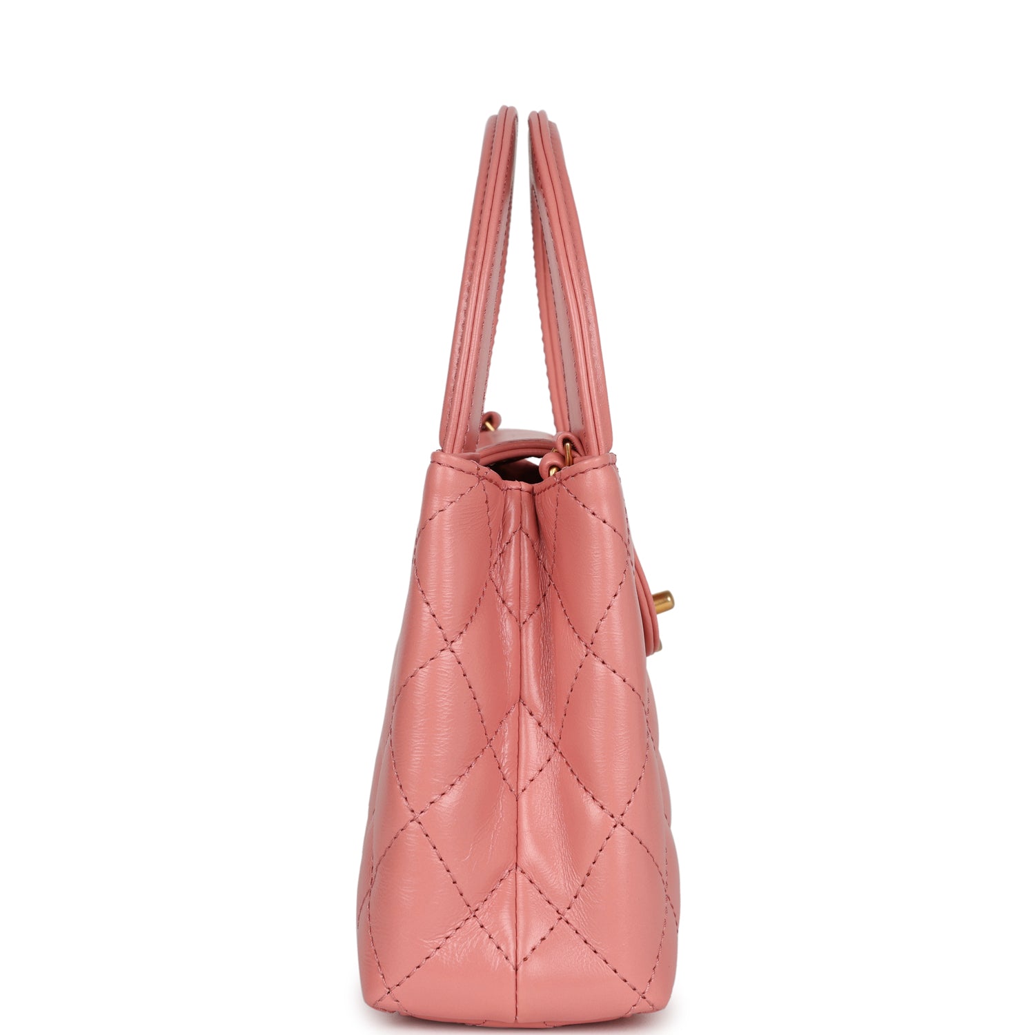 Chanel Small Kelly Shopper Pink Shiny Aged Calfskin Brushed Gold Hardware