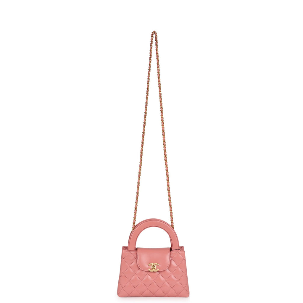 Chanel Small Kelly Shopper Pink Shiny Aged Calfskin Brushed Gold Hardware