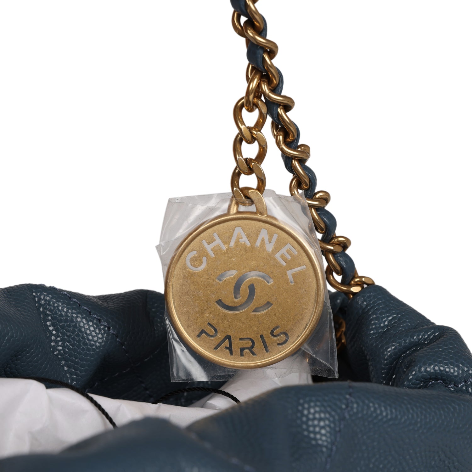 Chanel Mini 22 Bag Blue Caviar Gold Hardware