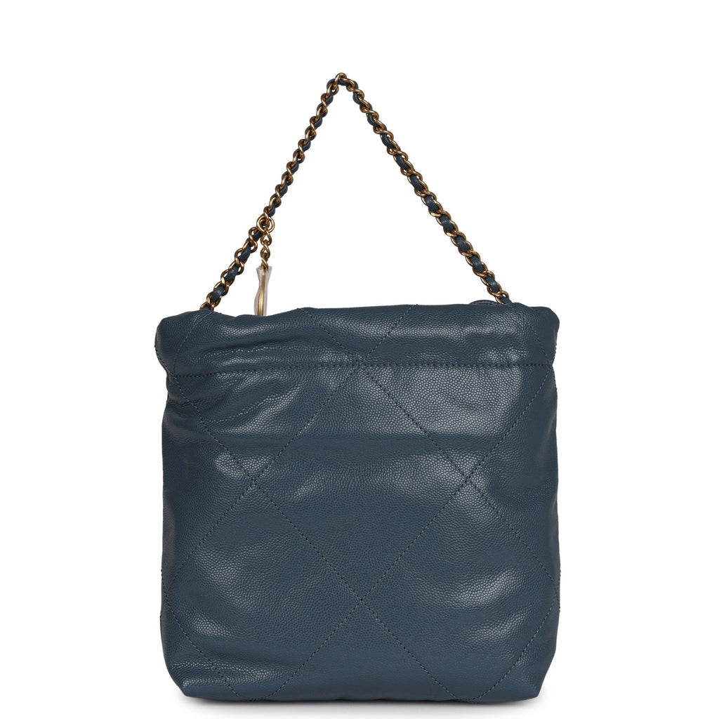 Chanel Mini 22 Bag Blue Caviar Gold Hardware