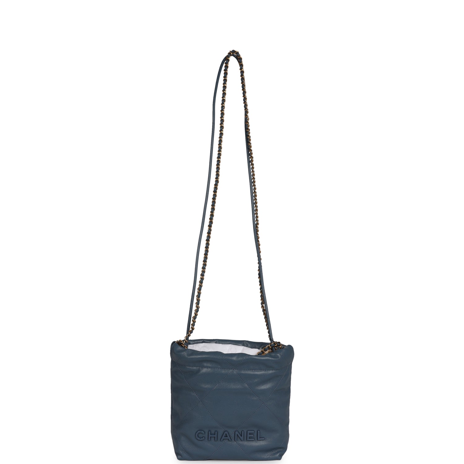 Chanel Mini 22 Bag Blue Caviar Gold Hardware