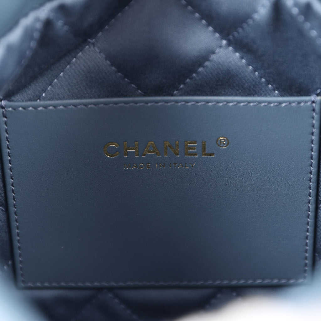 Chanel Mini 22 Bag Blue Caviar Gold Hardware