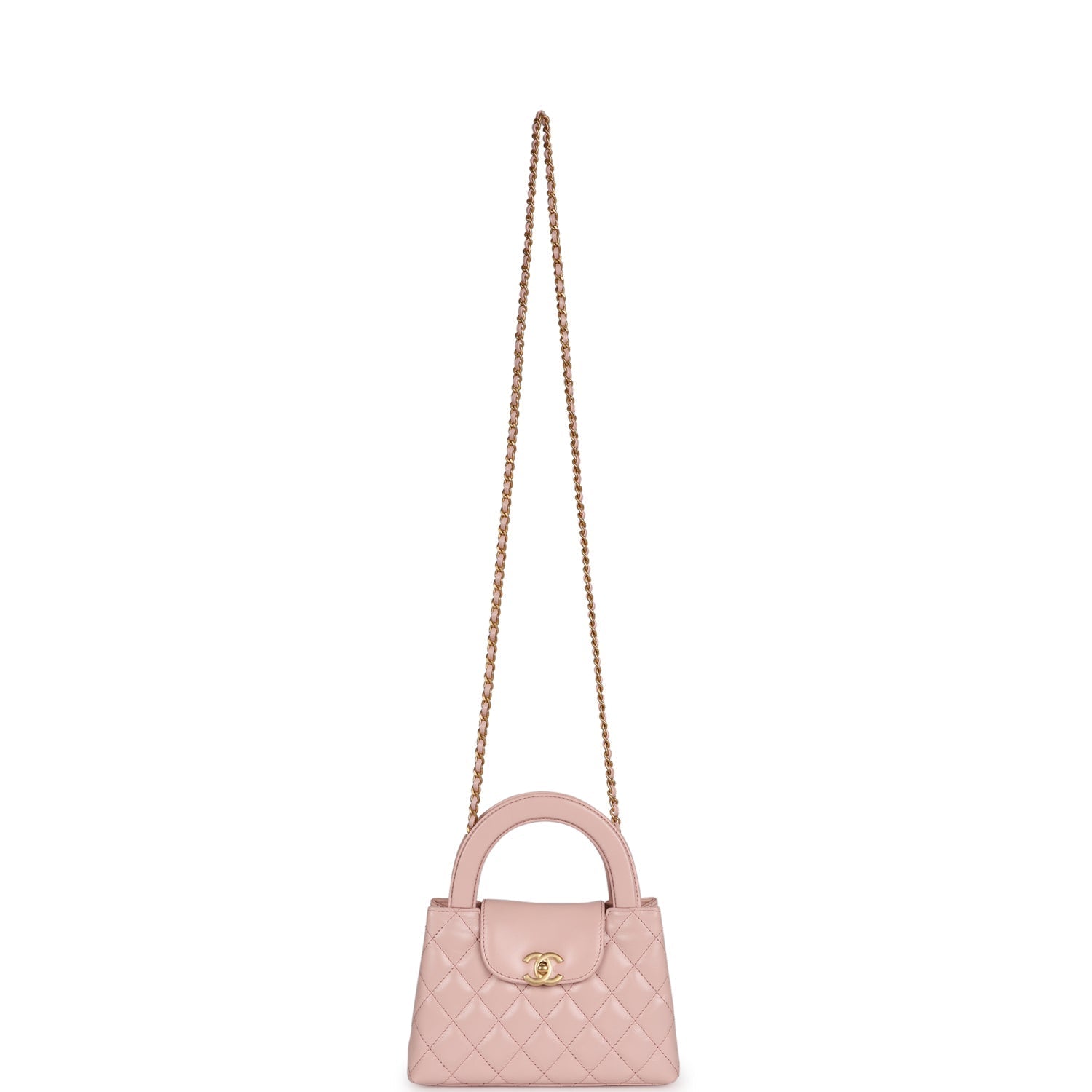 Chanel Small Kelly Shopper Light Pink Shiny Aged Calfskin Brushed Gold Hardware