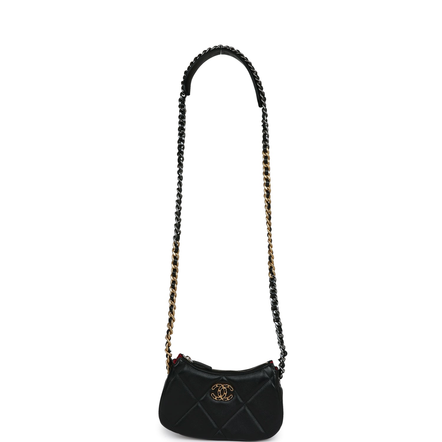 Chanel 19 Hobo Chain Bag Black Calfskin Mixed Metal Hardware