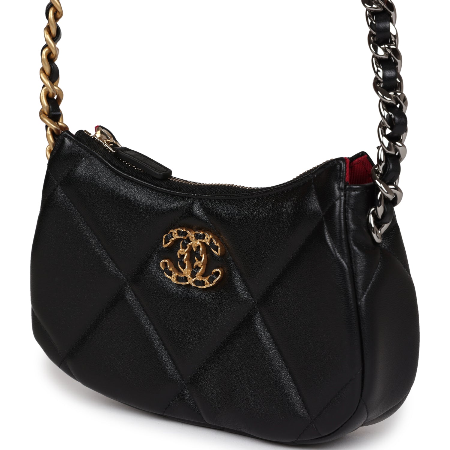 Chanel 19 Hobo Chain Bag Black Calfskin Mixed Metal Hardware