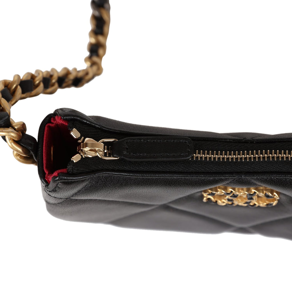Chanel 19 Hobo Chain Bag Black Calfskin Mixed Metal Hardware