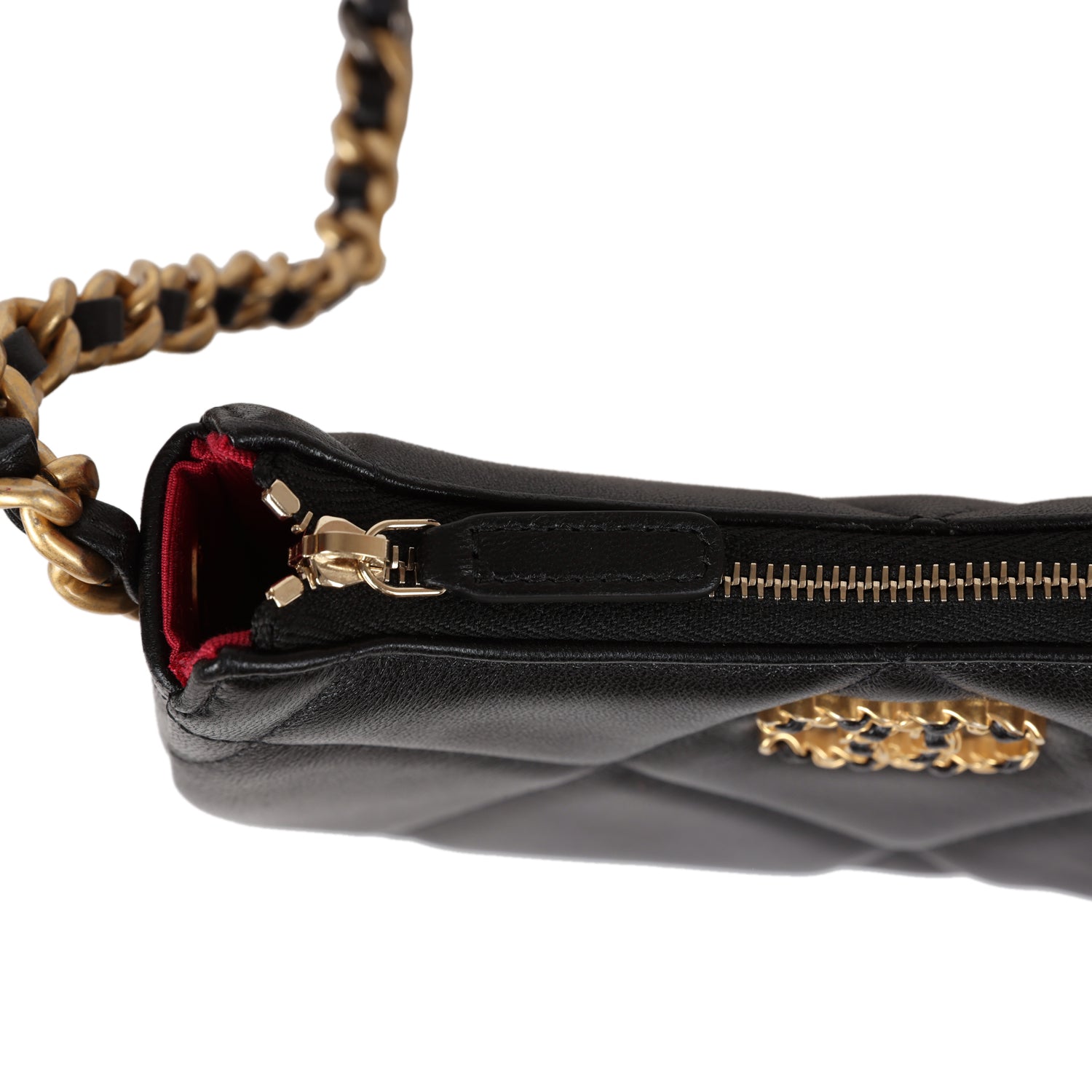 Chanel 19 Hobo Chain Bag Black Calfskin Mixed Metal Hardware