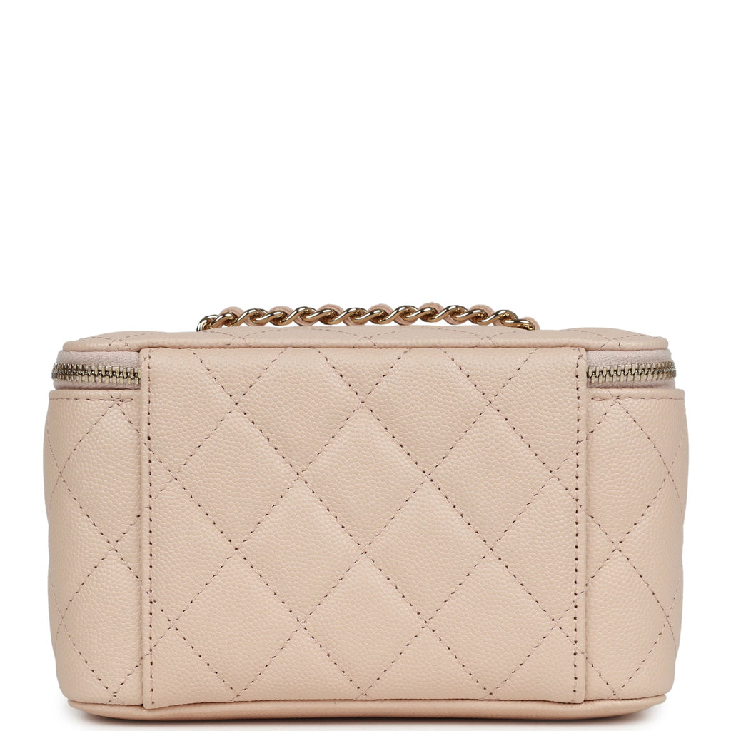 Chanel Small Vanity Case Light Beige Caviar Light Gold Hardware