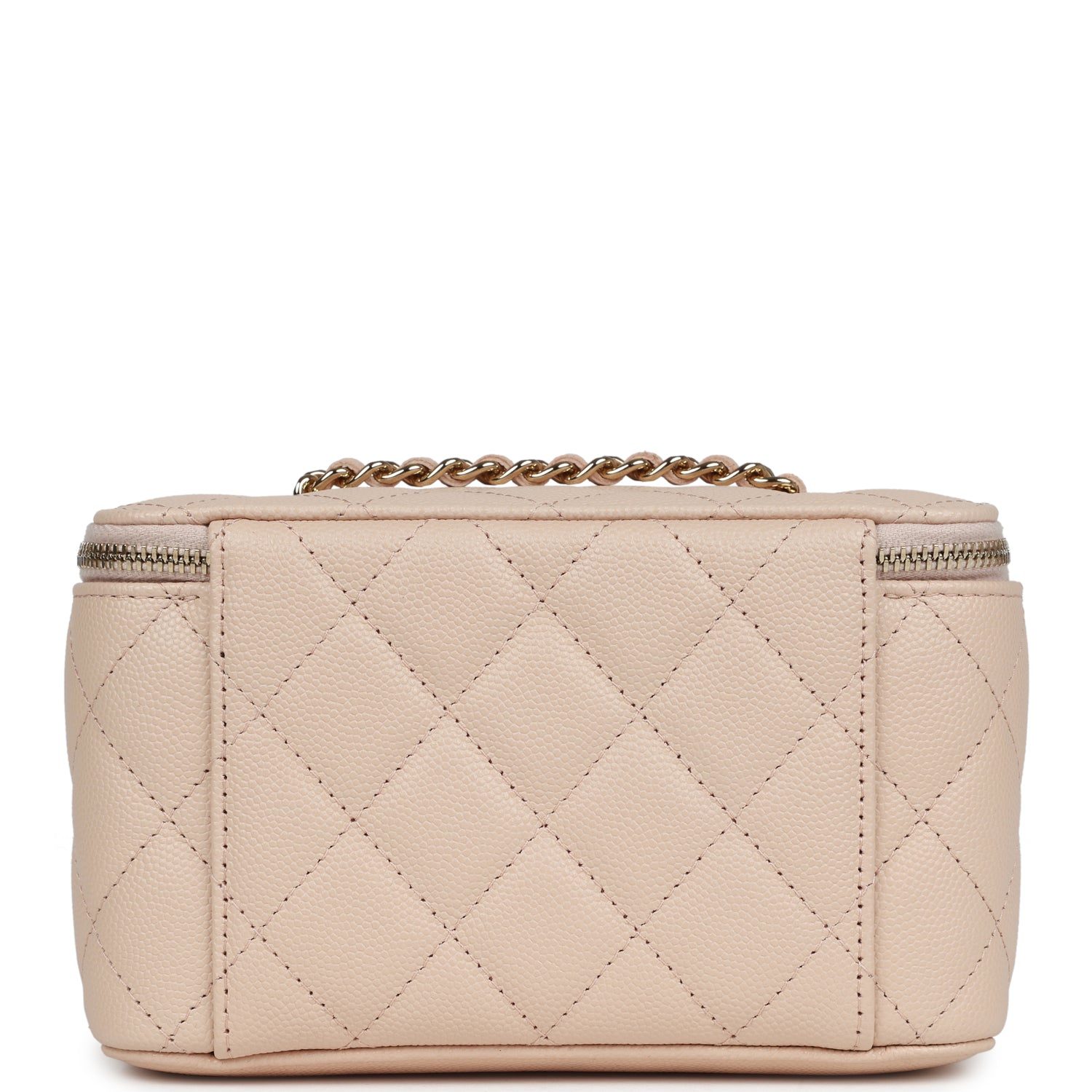 Chanel Small Vanity Case Light Beige Caviar Light Gold Hardware