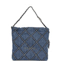 Chanel Small 22 Bag Blue Stitched Denim Silver Hardware