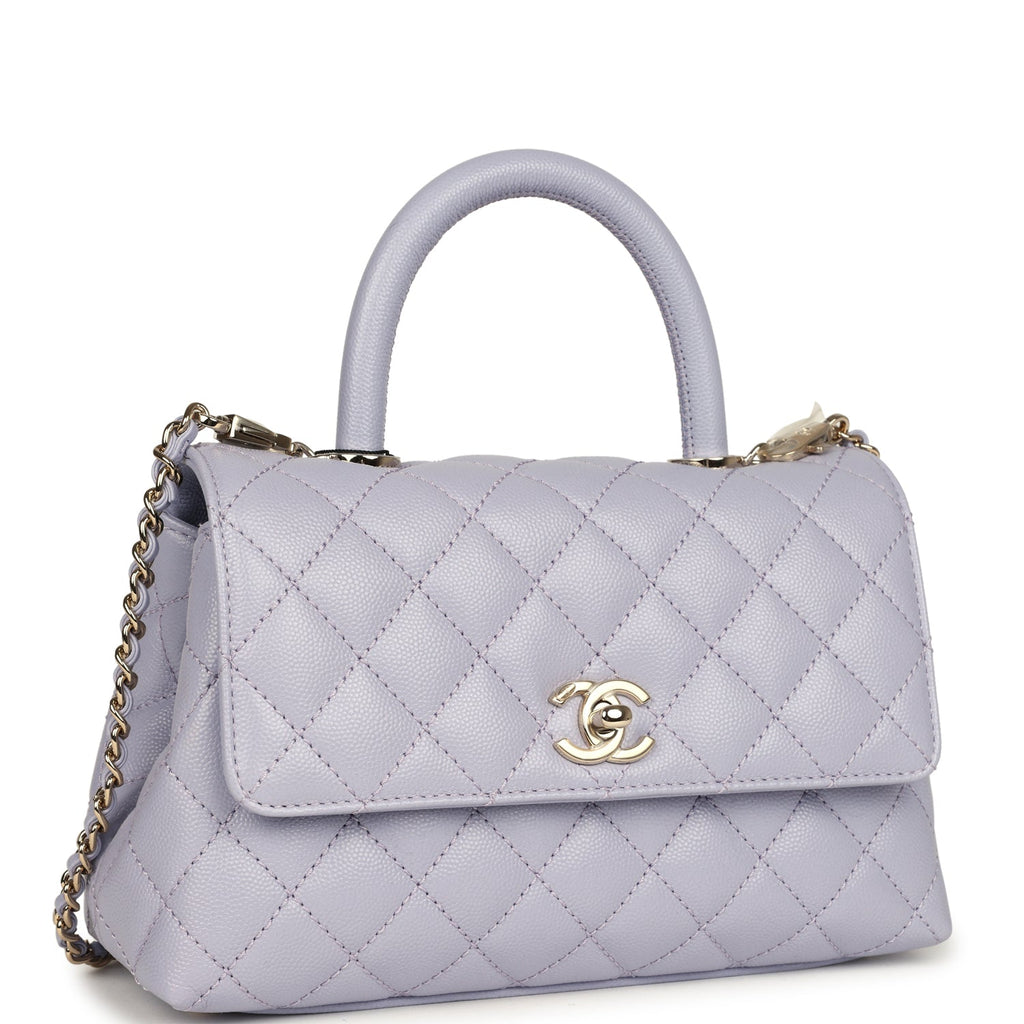 Chanel Small Coco Handle Flap Bag Light Purple Caviar Light Gold Hardware