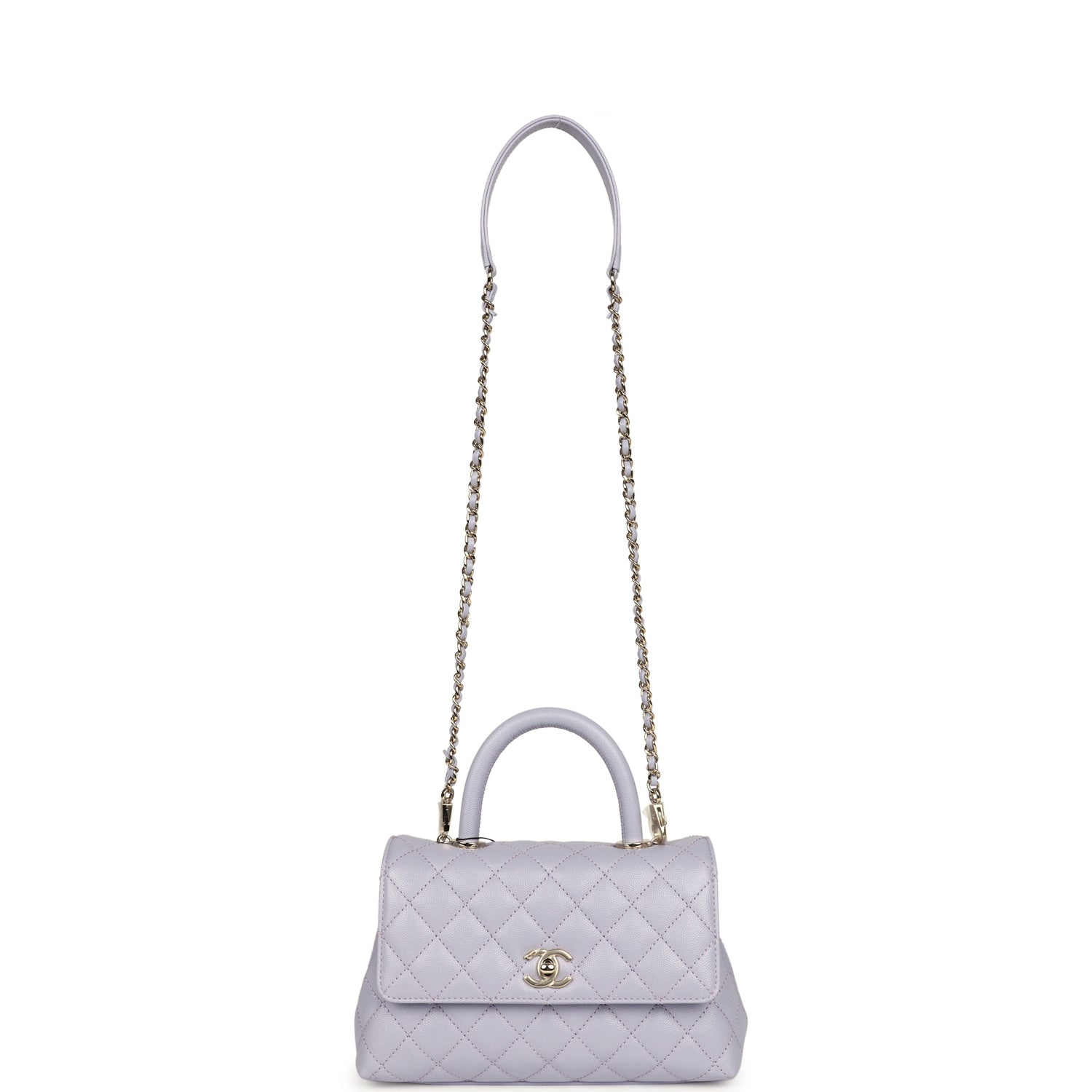 Chanel Small Coco Handle Flap Bag Light Purple Caviar Light Gold Hardware