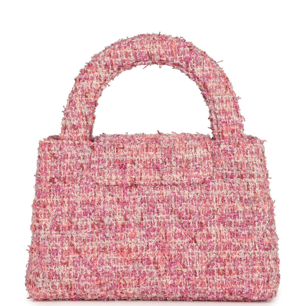 Chanel Small Kelly Shopper Pink Tweed Brushed Gold Hardware