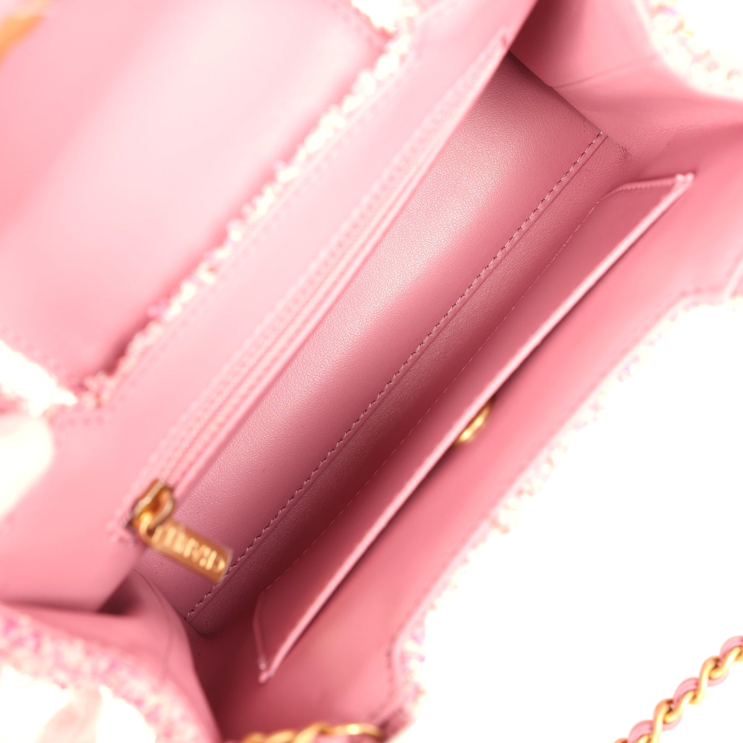 Chanel Small Kelly Shopper Pink Tweed Brushed Gold Hardware