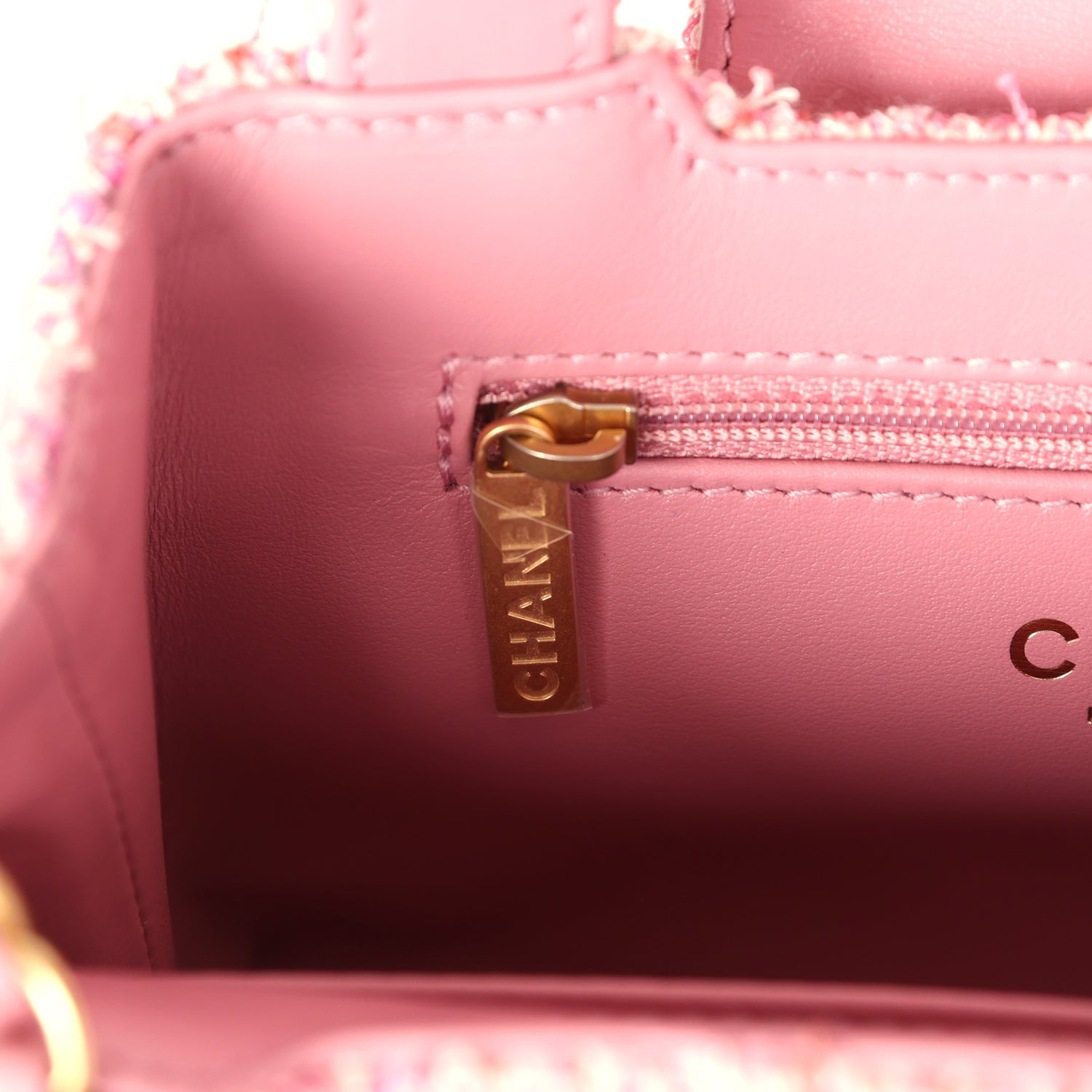 Chanel Small Kelly Shopper Pink Tweed Brushed Gold Hardware