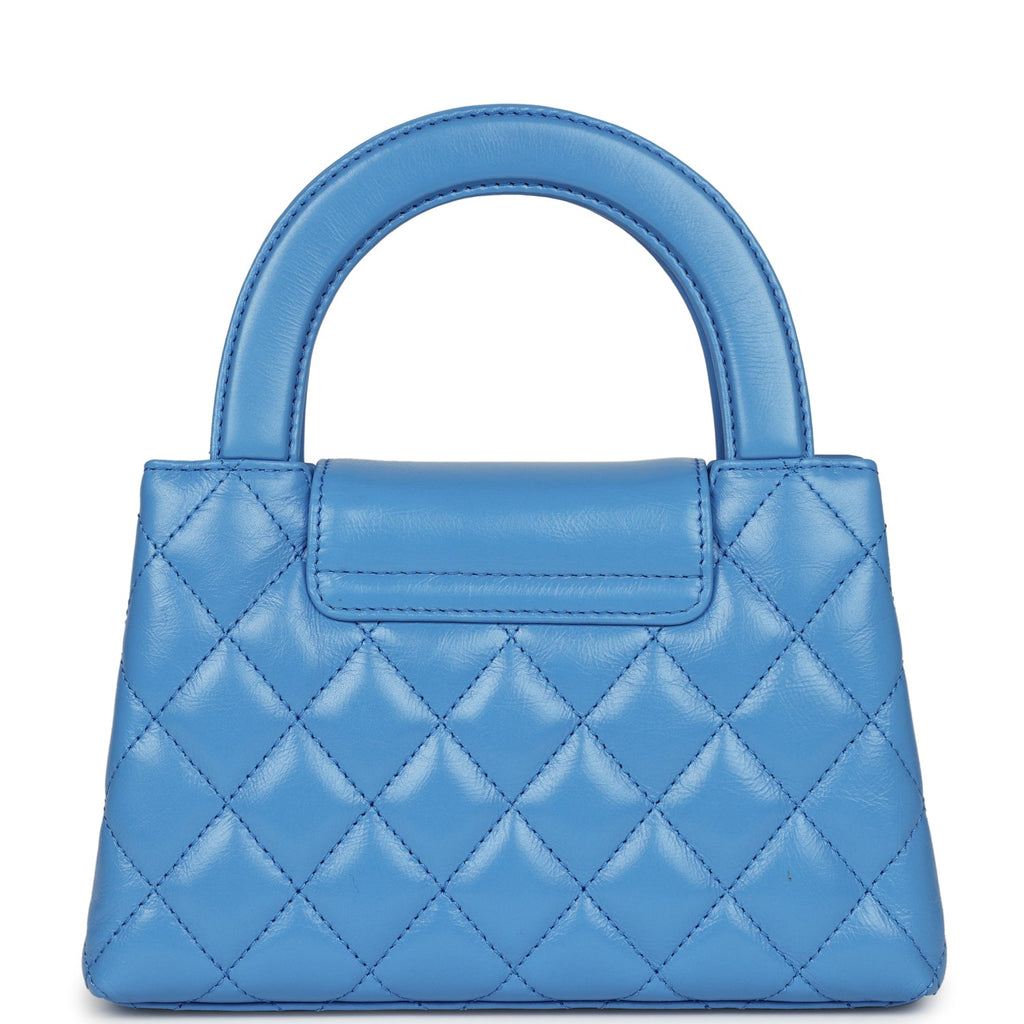 Chanel Small Kelly Shopper Blue Shiny Aged Calfskin Brushed Gold Hardware