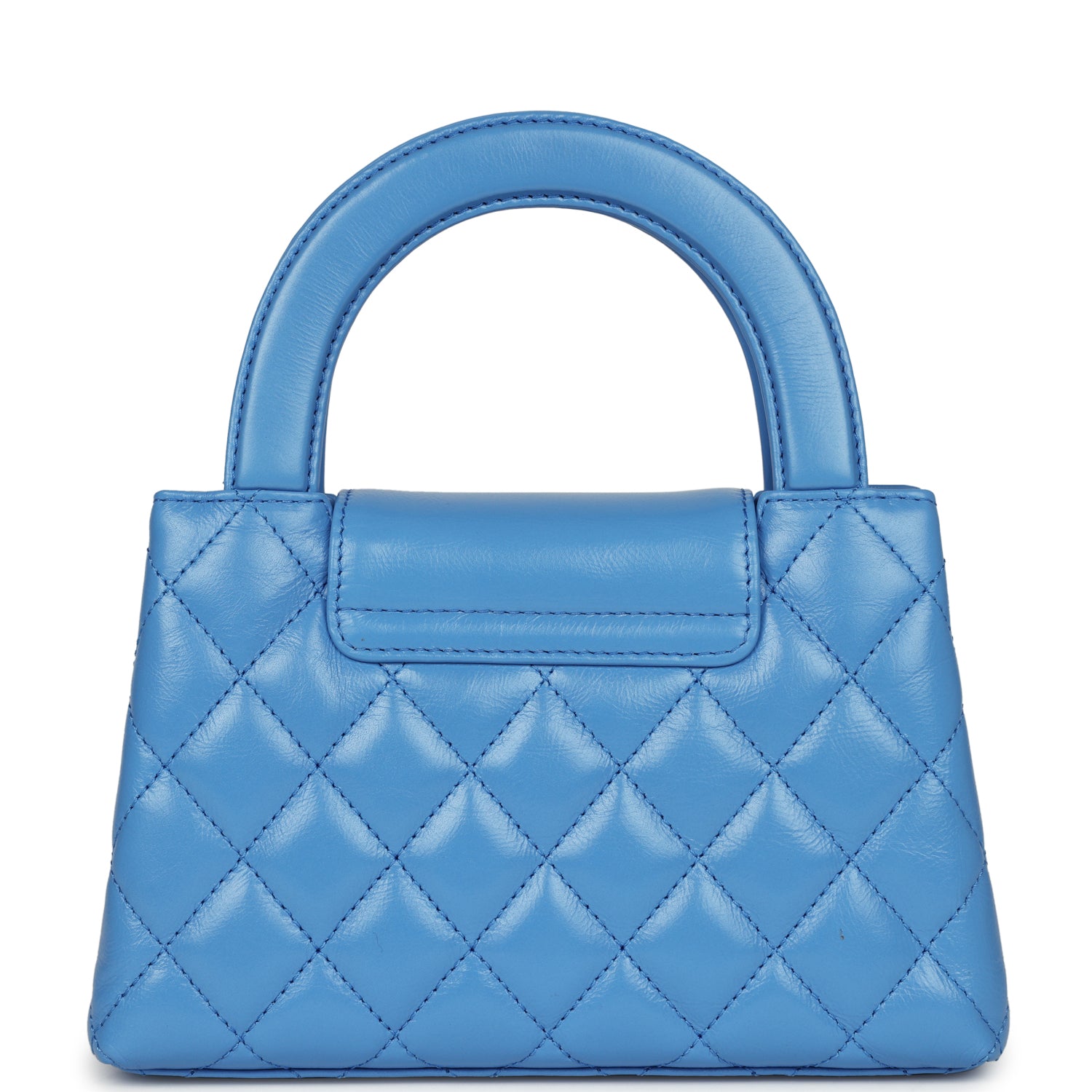 Chanel Small Kelly Shopper Blue Shiny Aged Calfskin Brushed Gold Hardware