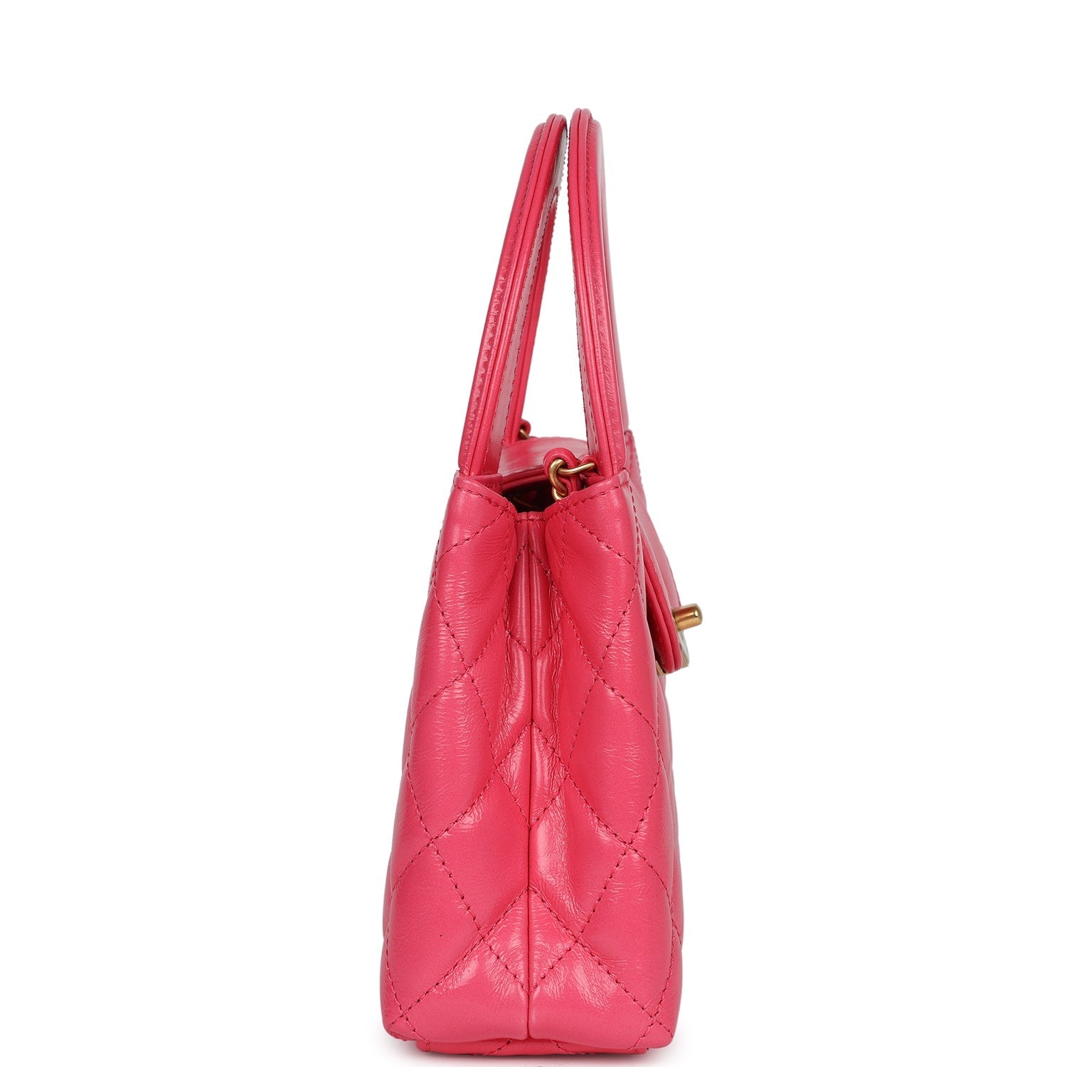 Chanel Small Kelly Shopper Dark Pink Shiny Aged Calfskin Brushed Gold Hardware