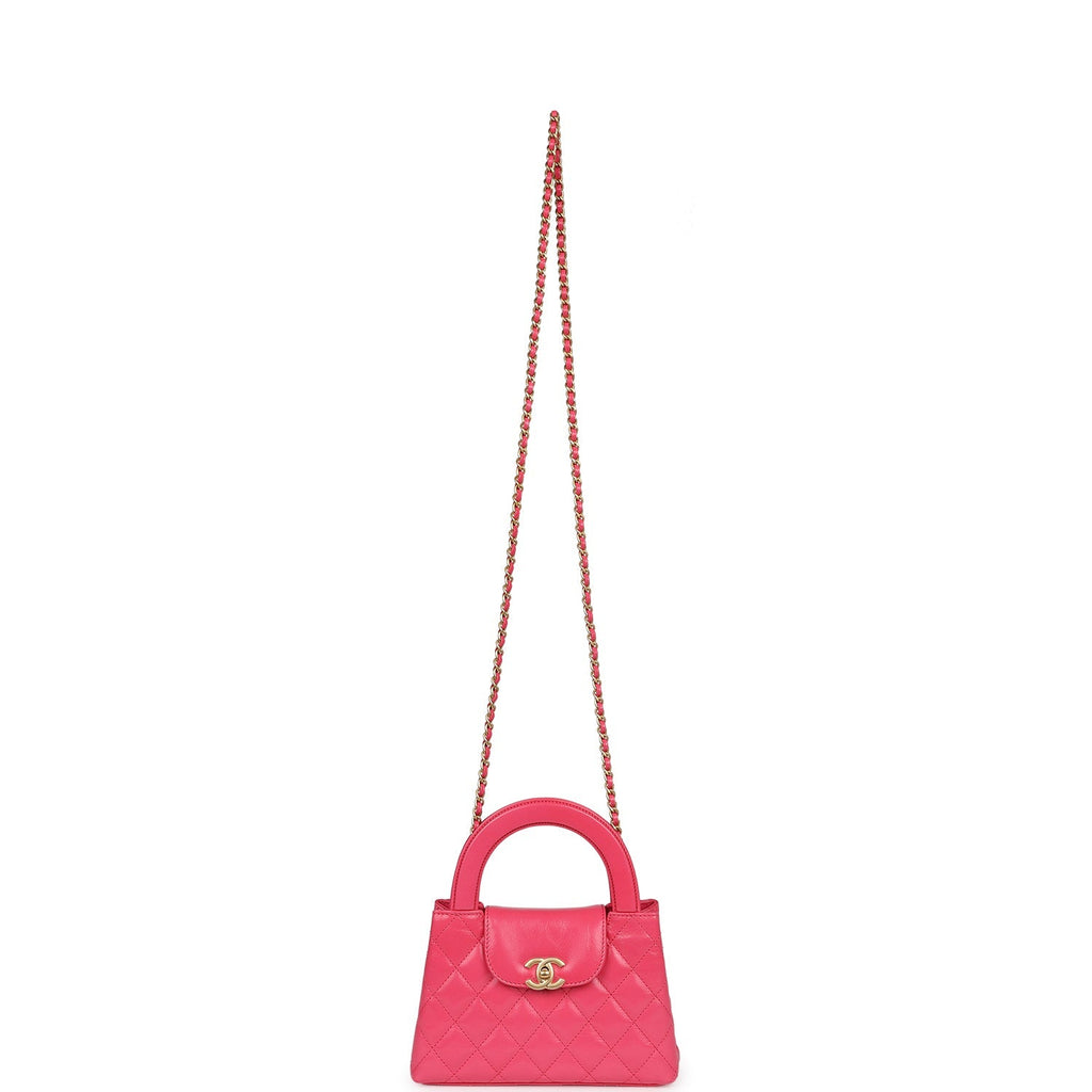 Chanel Small Kelly Shopper Dark Pink Shiny Aged Calfskin Brushed Gold Hardware