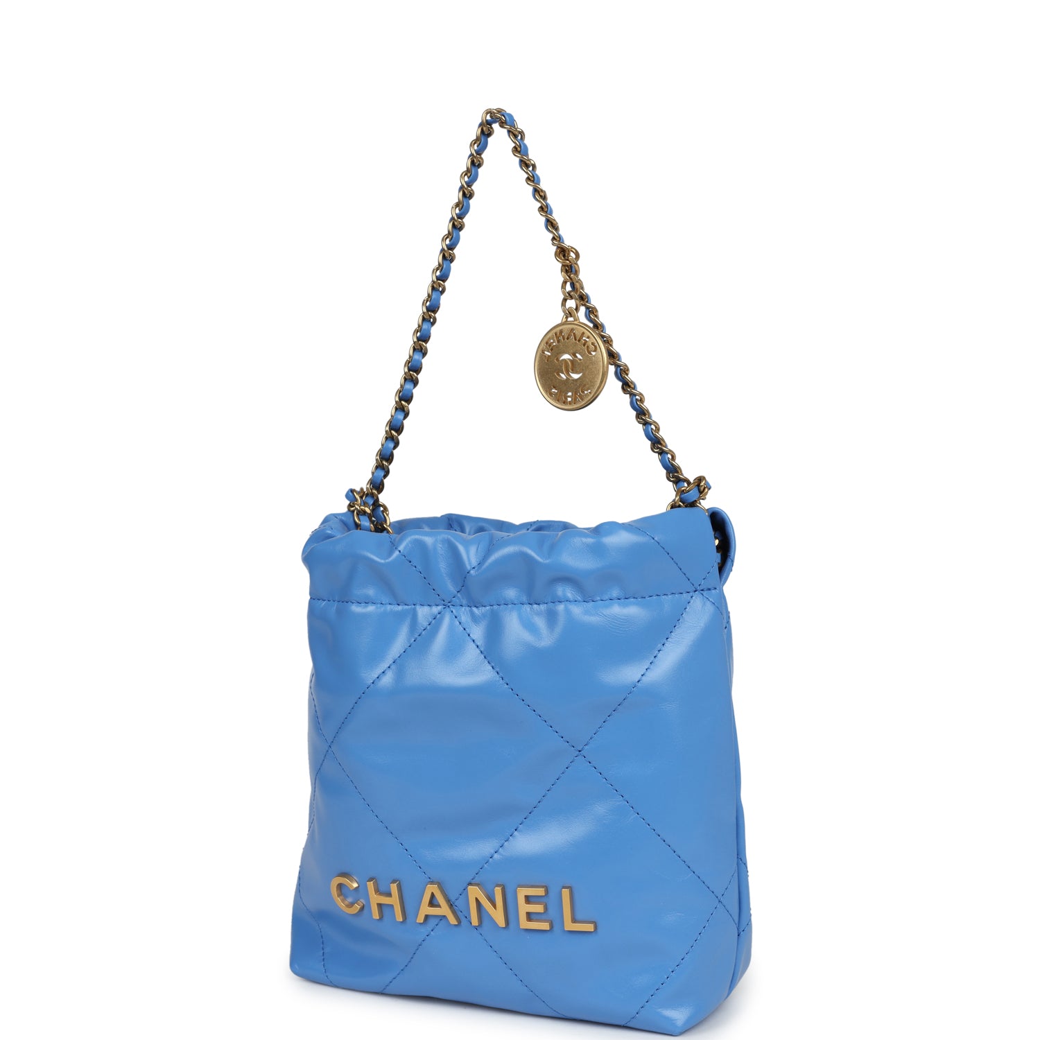 Chanel Mini 22 Bag Blue Shiny Aged Calfskin Gold Hardware Payment 1