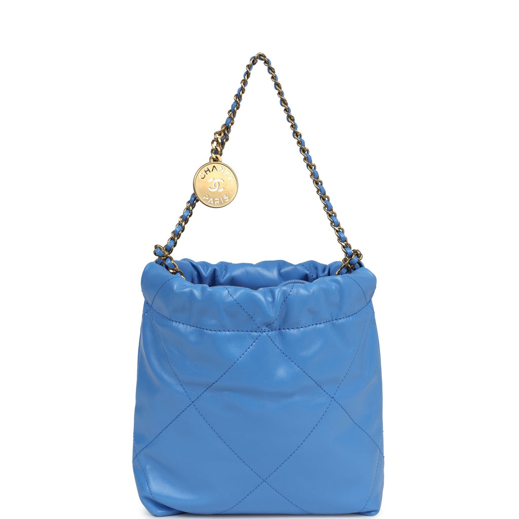 Chanel Mini 22 Bag Blue Shiny Aged Calfskin Gold Hardware Payment 1